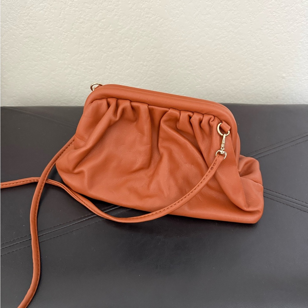 Rust Ruched Crossbody Bag